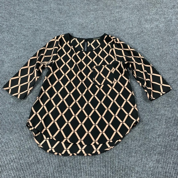 Jella Couture Tops - Jella Couture Blouse Womens Medium M Black Pocket 3/4 Sleeve Pullover Comfort‎